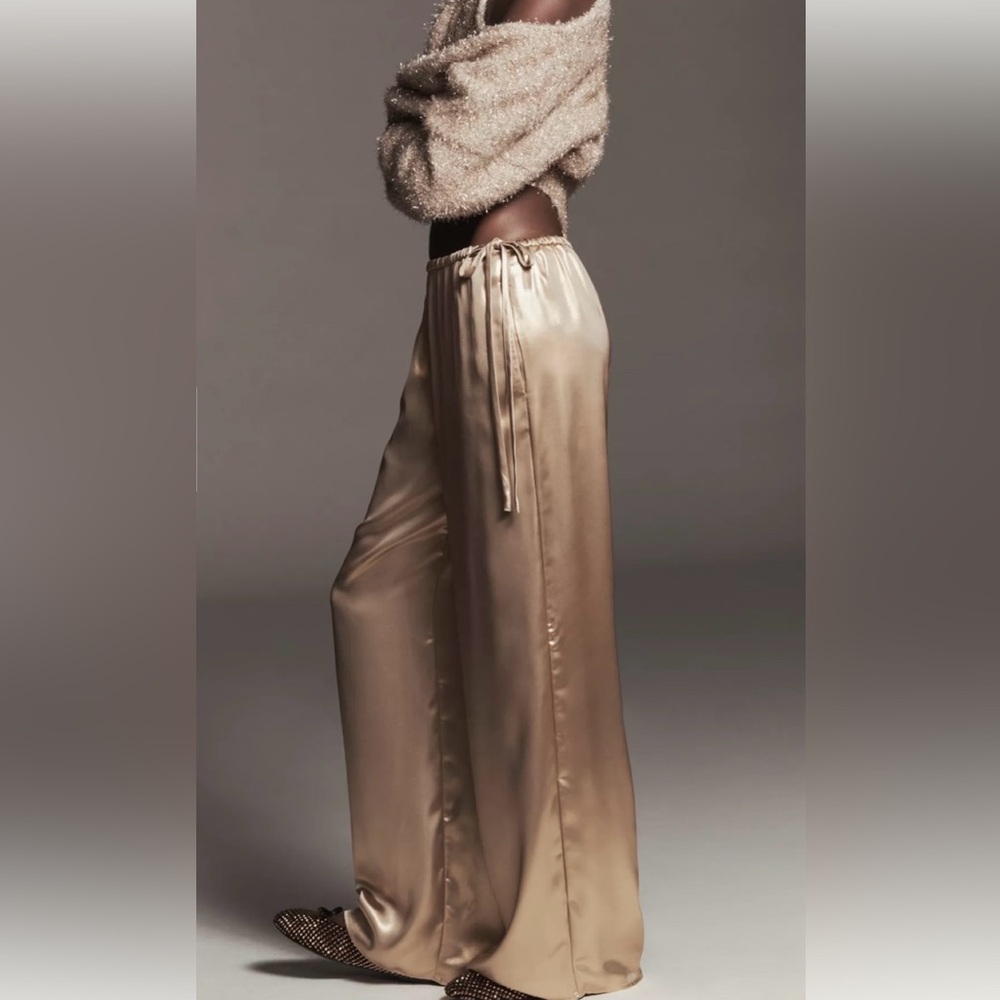 Anthropologie Maeve Liquid Shine Party Pull-On Pants